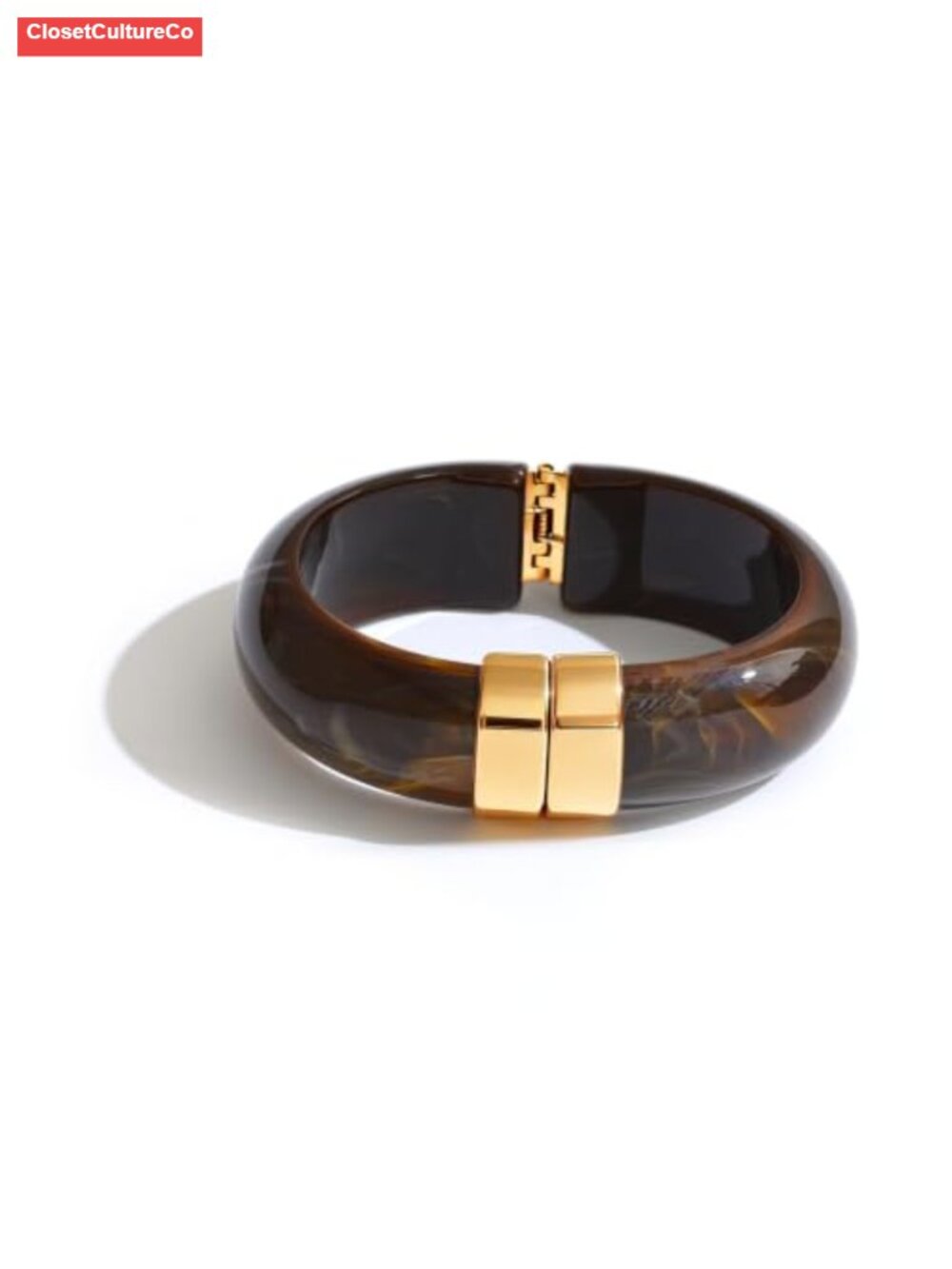 Chunky Resin Bangle Bracelet with 18K Gold Plated Accents